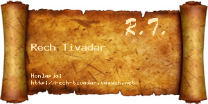 Rech Tivadar névjegykártya